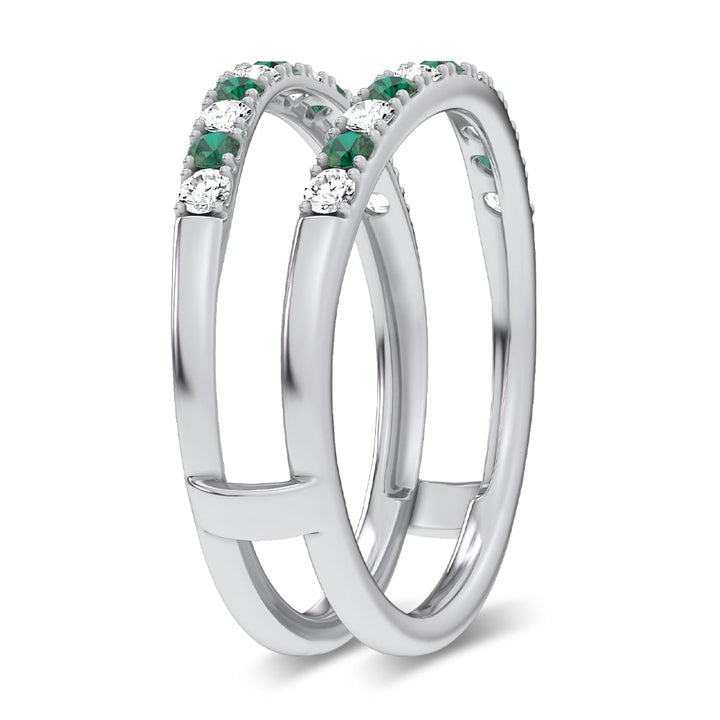 14K 0.58CT Natural Emerald RING GUARD with 0.25CT Lab Grown Diamonds
