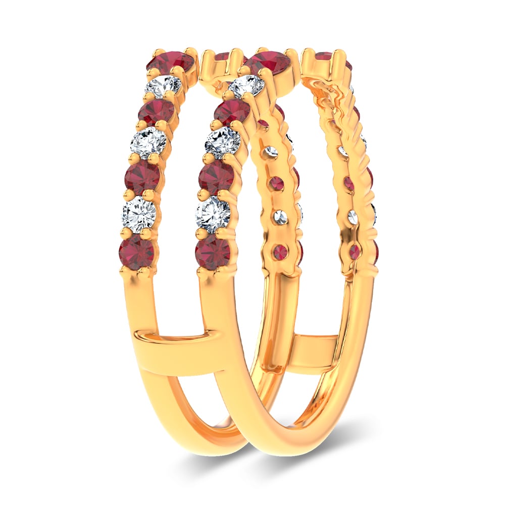 14K 0.54CT Natural Ruby GUARD with 0.25CT Lab Grown Diamonds