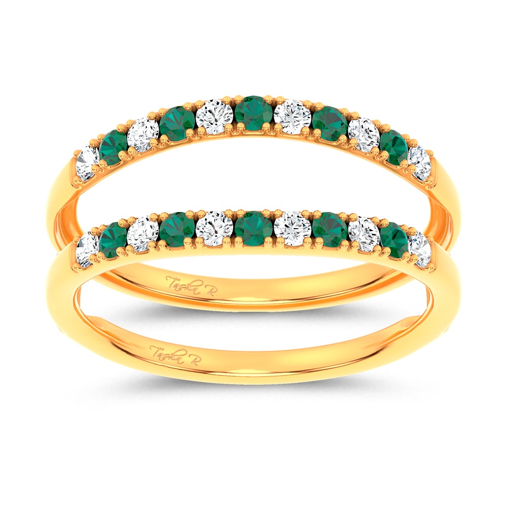 14K 0.58CT Natural Emerald RING GUARD with 0.25CT Lab Grown Diamonds