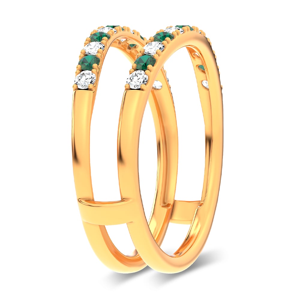14K 0.58CT Natural Emerald RING GUARD with 0.25CT Lab Grown Diamonds