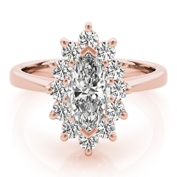 14K Rose Gold Marquise Diamond Fashion Ring
