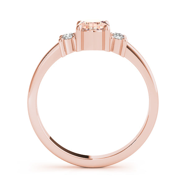 14K Rose Gold Oval Diamond Fashion Ring