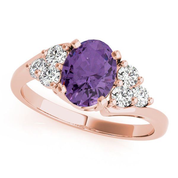 14K Rose Gold Oval Diamond Fashion Ring