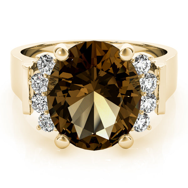 14K Yellow Gold Oval Diamond Fashion Ring