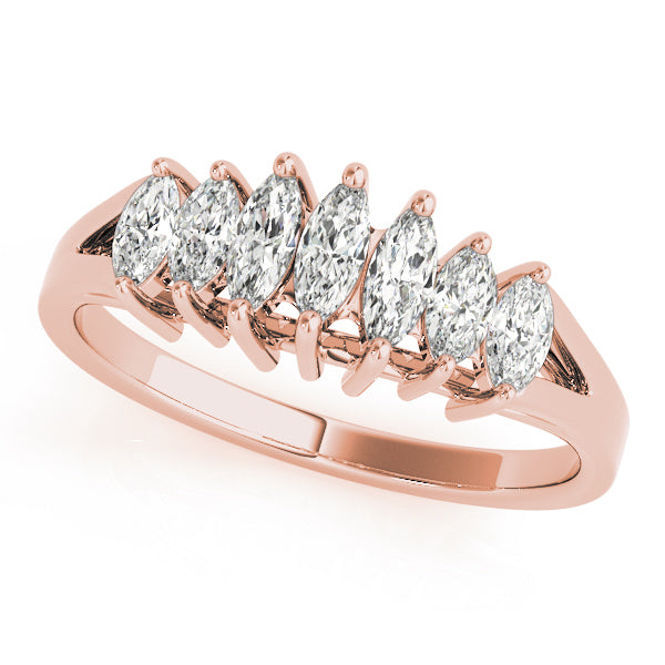 18K Rose Gold Marquise Diamond Wedding Ring