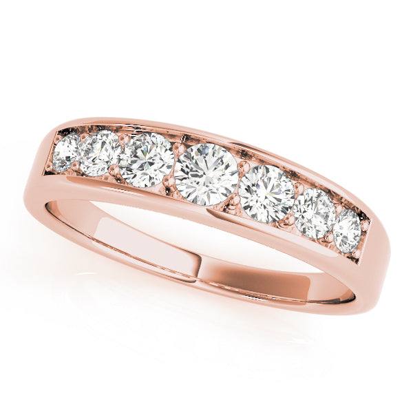 14K Rose Gold Diamond Wedding Band 1 ctw
