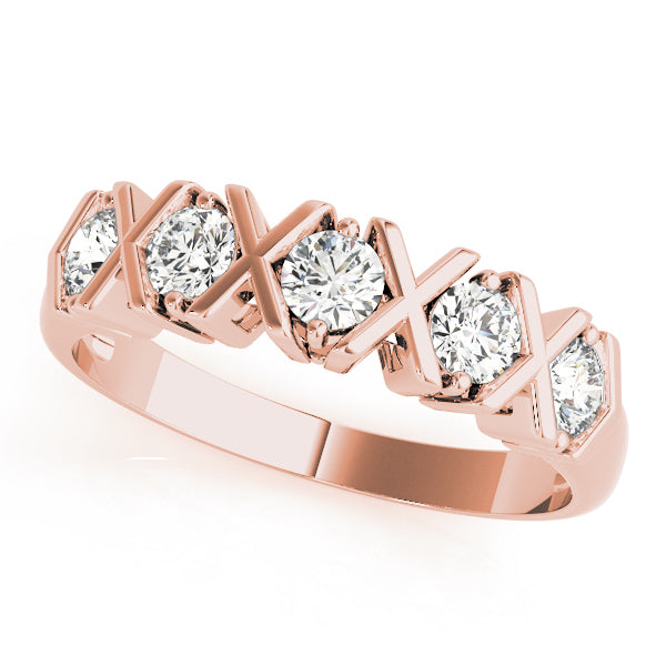18K Rose Gold 5-Stone Diamond Wedding Ring