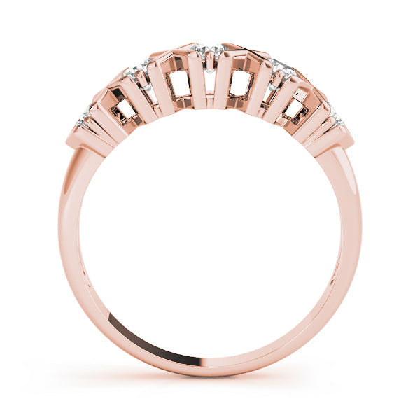 18K Rose Gold 5-Stone Diamond Wedding Ring