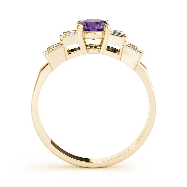 14K Yellow Gold Oval Diamond Fashion Ring