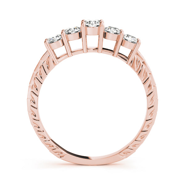 18K Rose Gold Round Diamond Wedding Ring