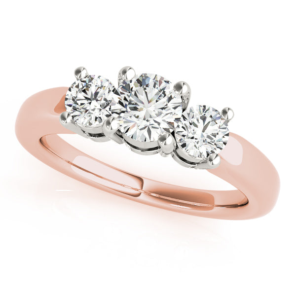 14K Rose Gold 1 ct Diamond Three-Stone Engagement Ring