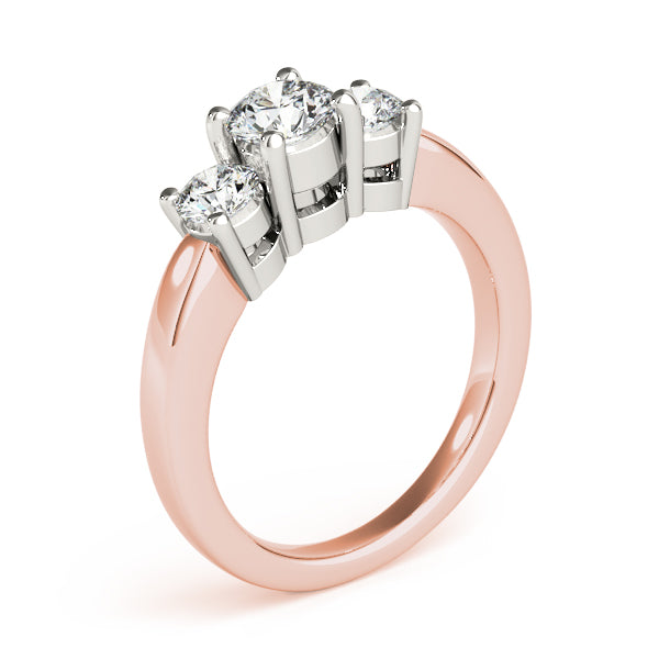 14K Rose Gold 1 ct Diamond Three-Stone Engagement Ring