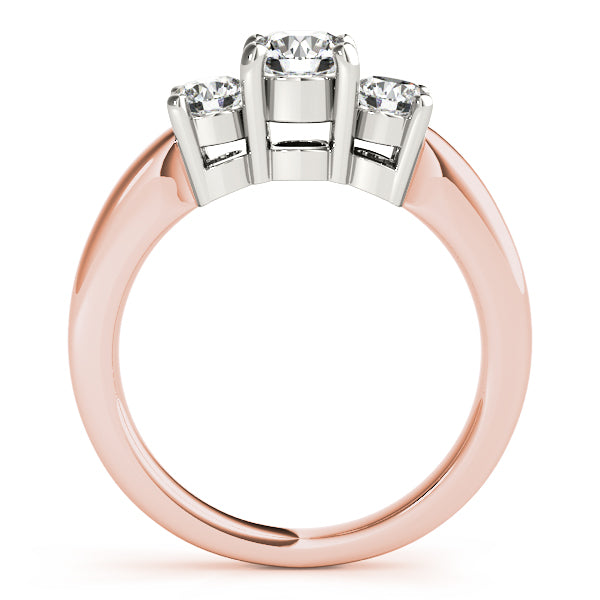 14K Rose Gold 1 ct Diamond Three-Stone Engagement Ring