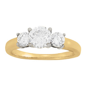 18K White Gold Round Diamond Three-Stone Engagement Ring