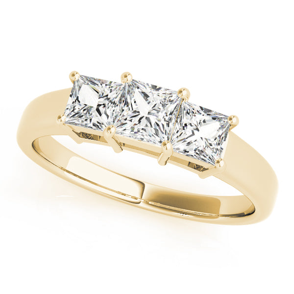 14K Yellow Gold Square Diamond Engagement Ring