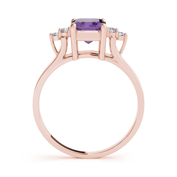 Rose Gold 1/6 CT Diamond Emerald Fashion Ring