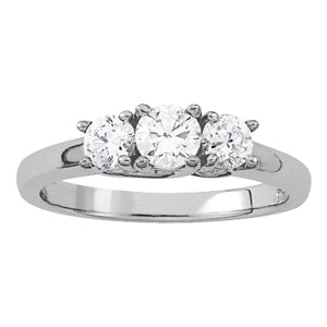 1 CT Round Diamond Three Stone Engagement Ring