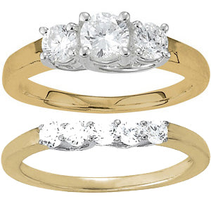 1 CT Round Diamond Three Stone Engagement Ring