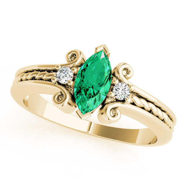 14K Yellow Gold Marquise Diamond Fashion Ring