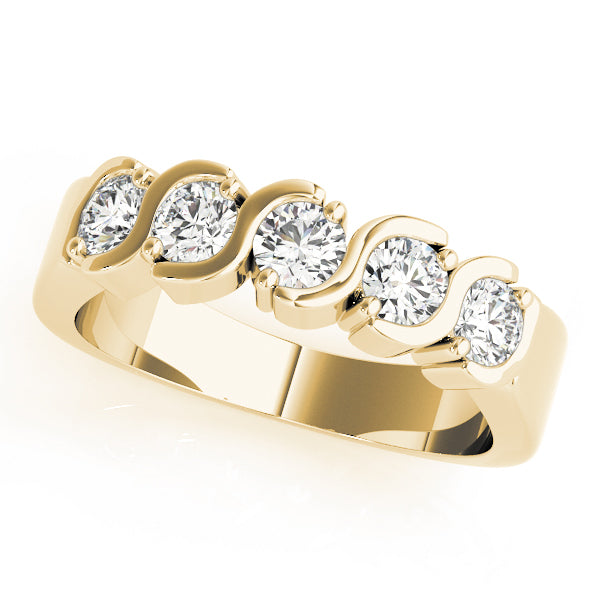 14K Yellow Gold 5-Stone Diamond Wedding Ring