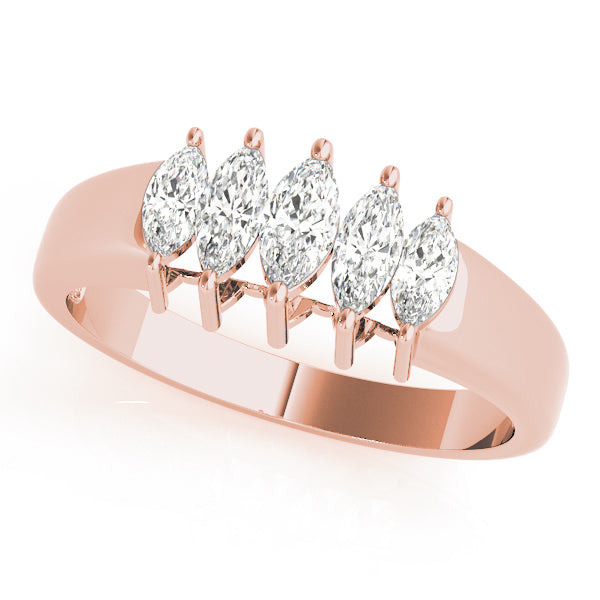 Rose Gold Marquise Diamond Wedding Ring 1.33ctw