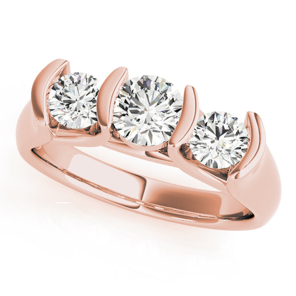 14K Rose Gold 1 CT Diamond Three-Stone Engagement Ring
