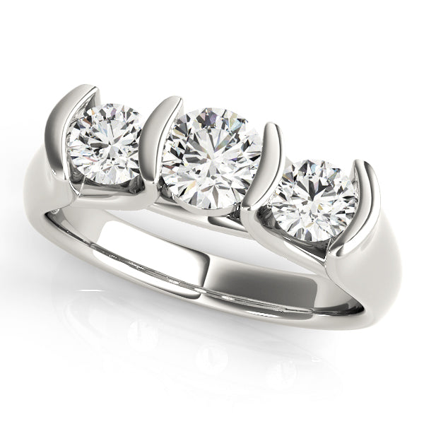 1 CT Round Diamond Three Stone Engagement Ring