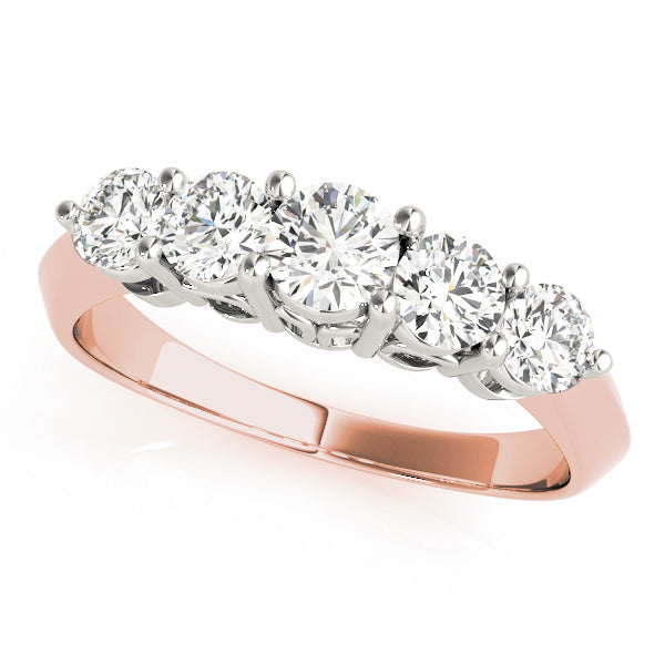 14K Rose Gold Diamond Wedding Band 1 ctw