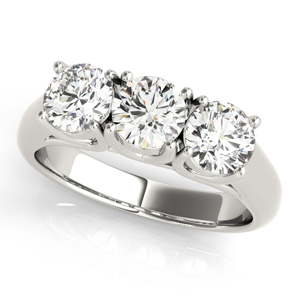 Platinum White 1 ct Diamond Three-Stone Ring