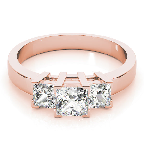 14K Rose Gold Square Diamond Engagement Ring