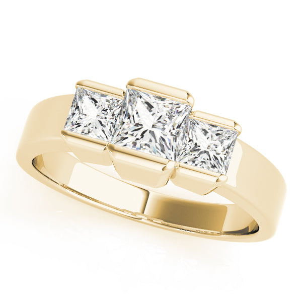 14K Yellow Gold Square Diamond Engagement Ring