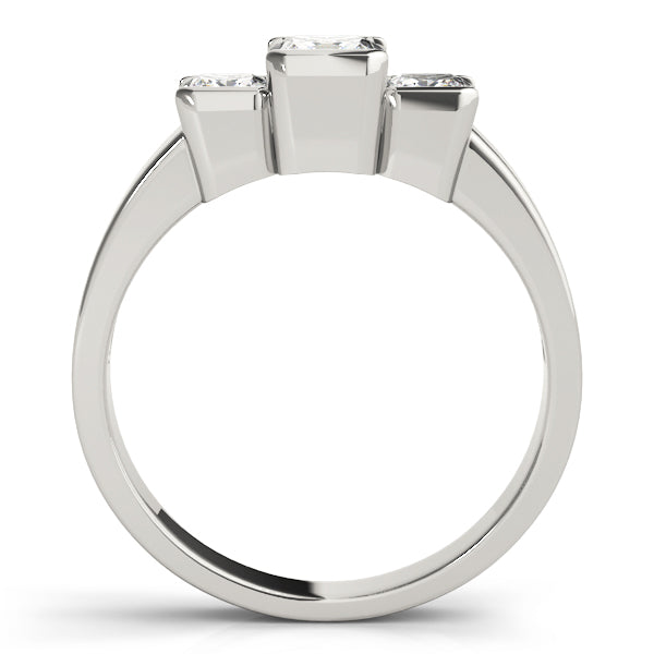 Square Diamond Three Stone Engagement Ring