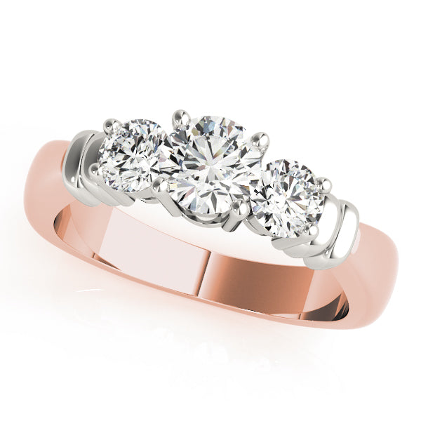 18K Rose Gold 1 ct Diamond Three-Stone Engagement Ring