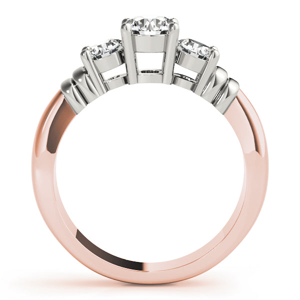 18K Rose Gold 1 ct Diamond Three-Stone Engagement Ring