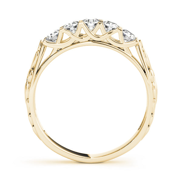 14K Yellow Gold Round Diamond Wedding Ring