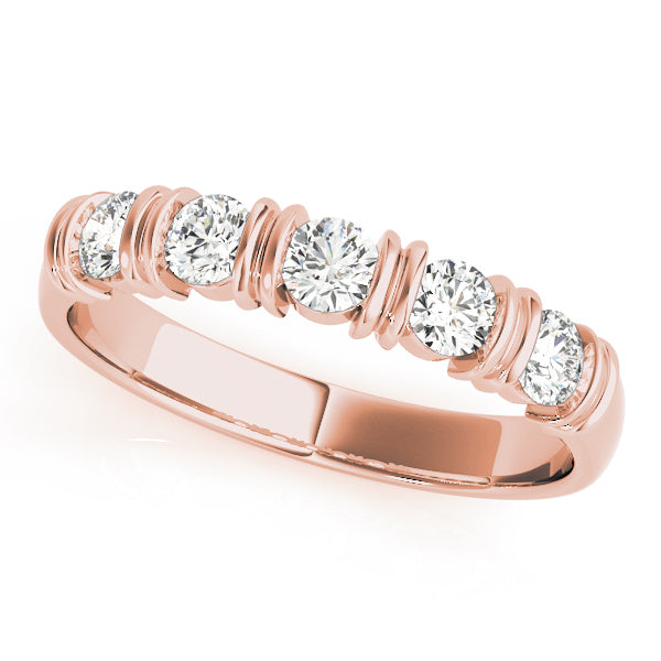 14K Rose Gold 5-Stone Diamond Wedding Ring