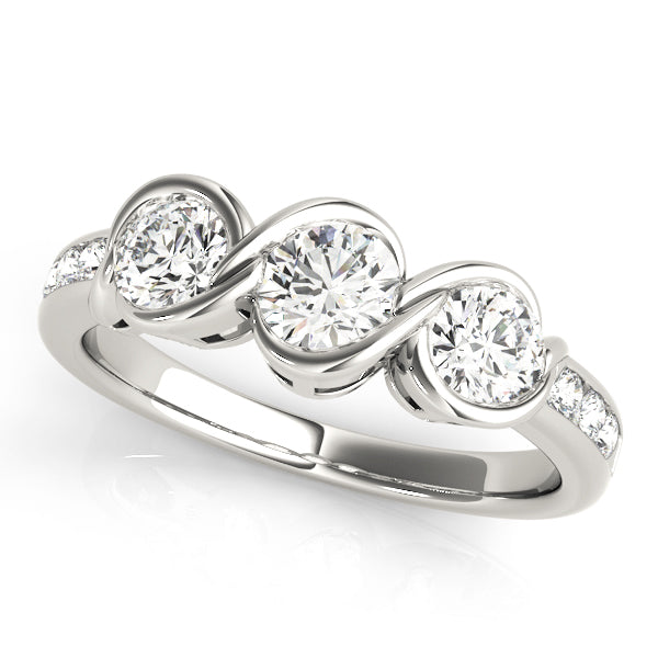 Round Diamond Three Stone Engagement Ring