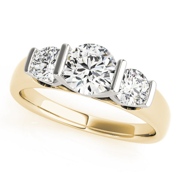 14K Yellow Gold 1.25ctw Round Diamond Three-Stone Ring