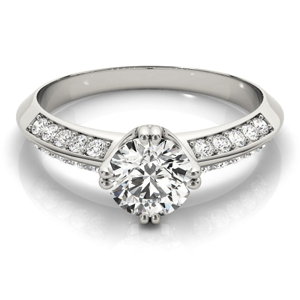 14K White Gold Pave Diamond Engagement Ring 1 ctw