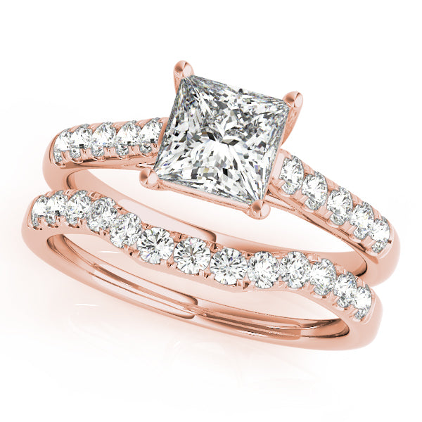 14K Rose Gold Square Diamond Trellis Ring