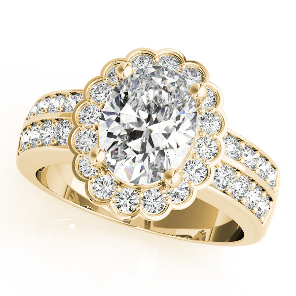 14K Yellow Gold Multi-Diamond Oval Fashion Ring