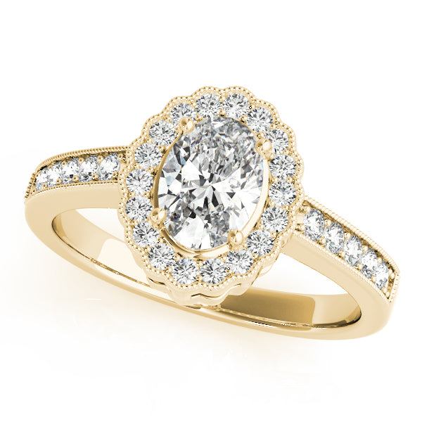 14K Yellow Gold Diamond Oval Fashion Ring