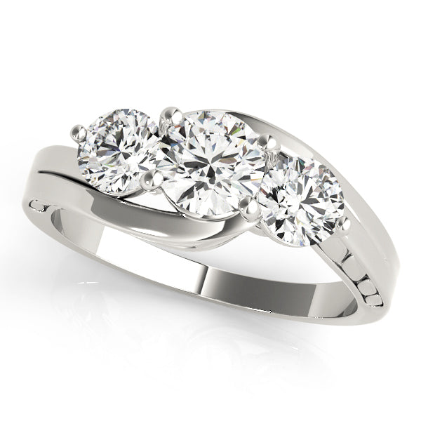 1 CT Round Diamond Three Stone Engagement Ring