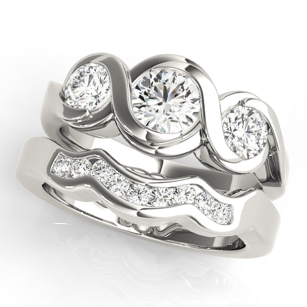 Round Diamond Three Stone Engagement Ring