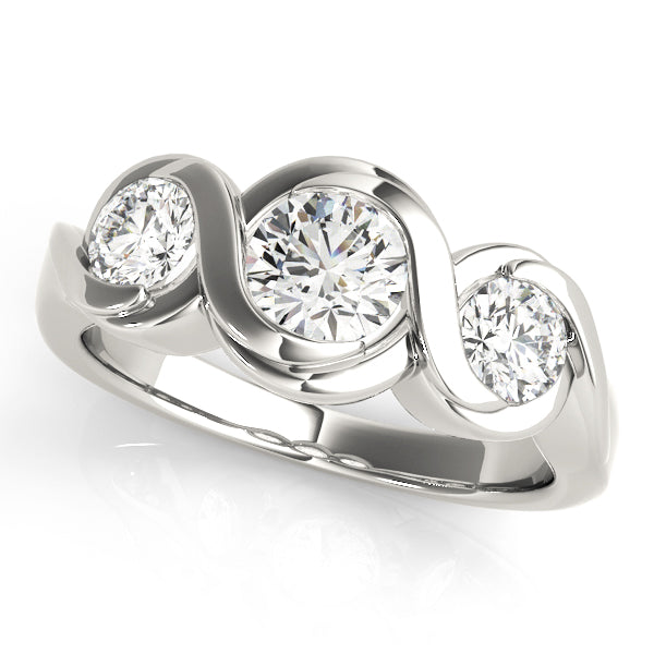 Round Diamond Three Stone Engagement Ring