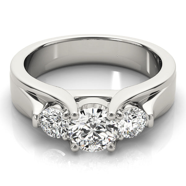 Round Diamond Three Stone Engagement Ring