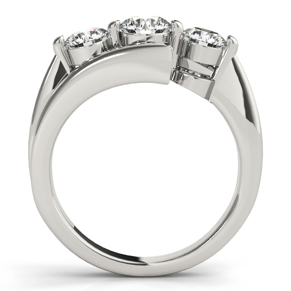18K White Gold 1 ct Diamond Three-Stone Engagement Ring