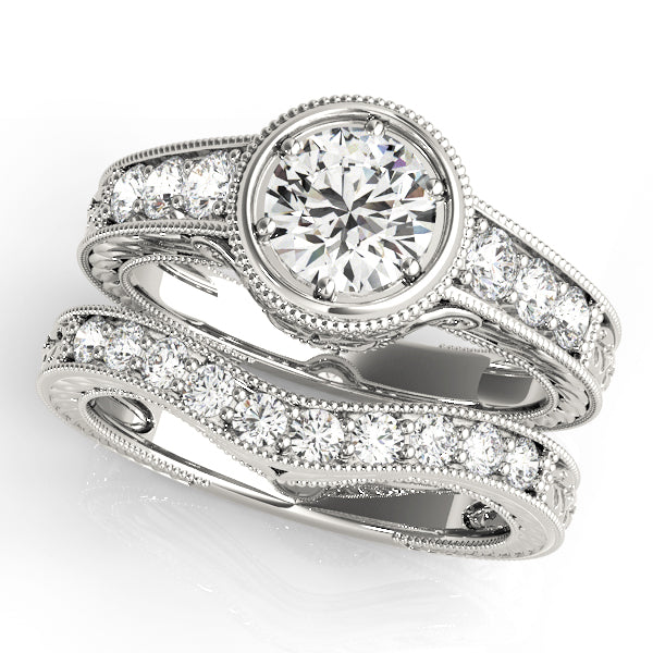 Vintage 14K White Gold Diamond Engagement Ring