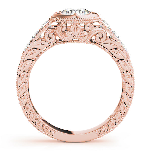 Vintage 14K Rose Gold Diamond Engagement Ring