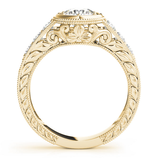 14K Yellow Gold Vintage Round Diamond Ring